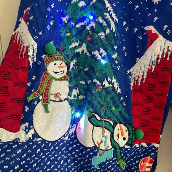 NWT Jolly Sweaters Murderous Snowman Ugly Christmas Sweater Xmas Holiday XL - Picture 5 of 15